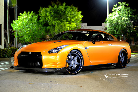 Currently at 84800 on eBay this custom Nissan GTR was painted Lamborghini 