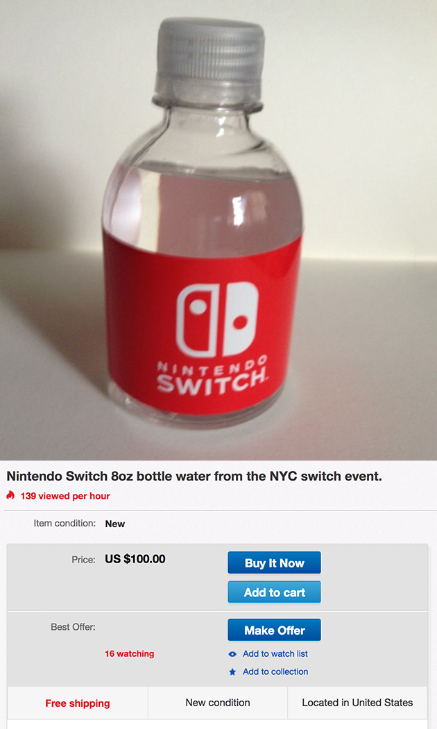 Nintendo Switch Bottle Water
