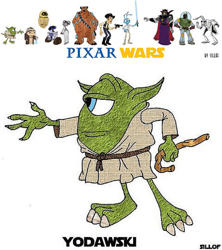 pixar characters in other pixar movies. look in a Pixar film,