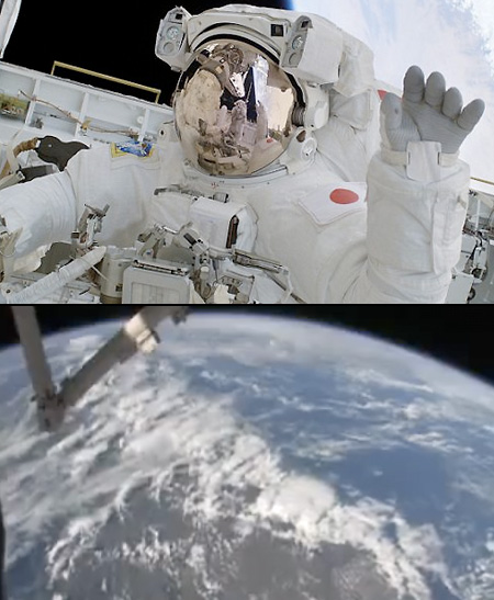 astronaut in space. Japanese astronaut Soichi