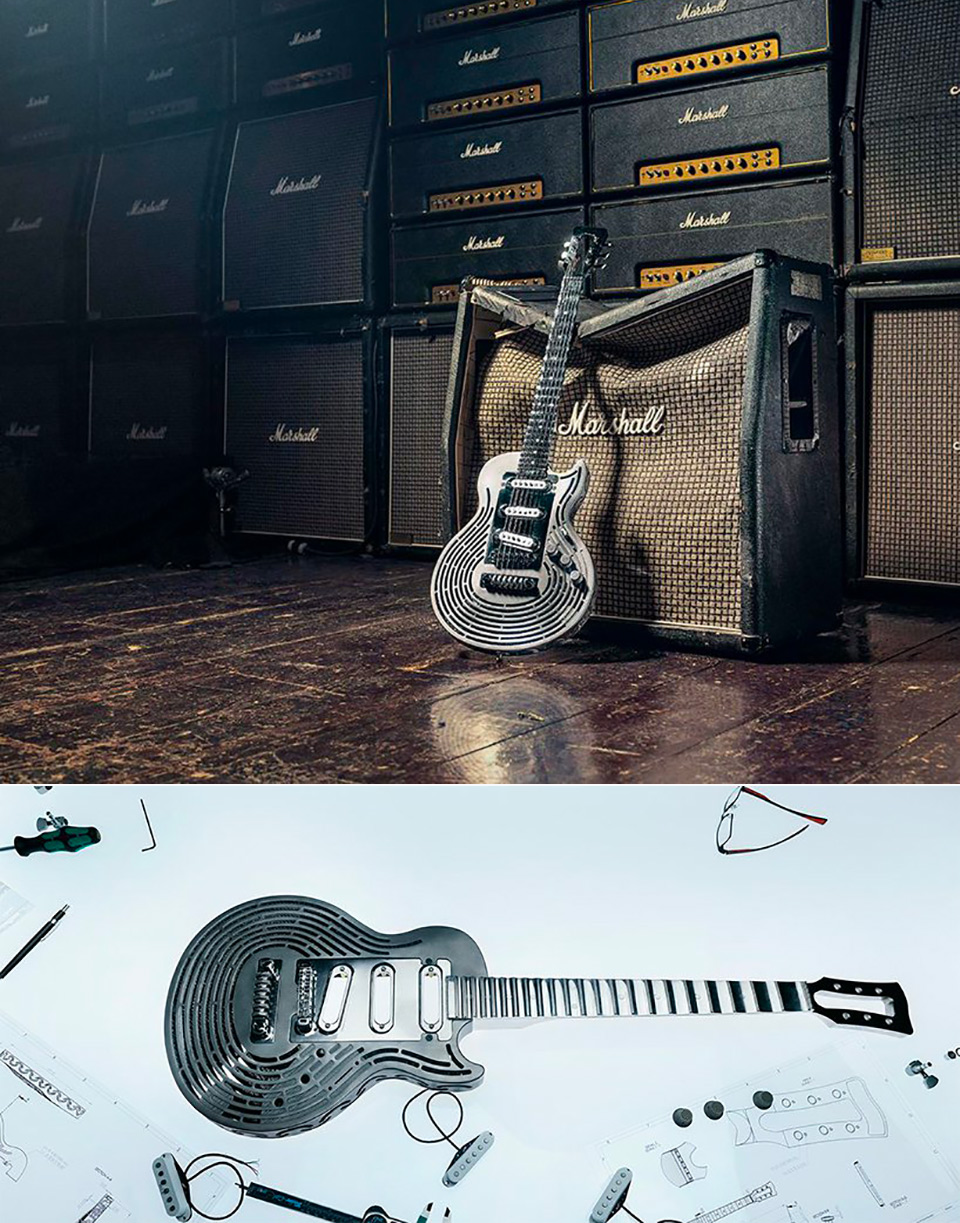 3D-Printed Metal Smash Proof Guitar