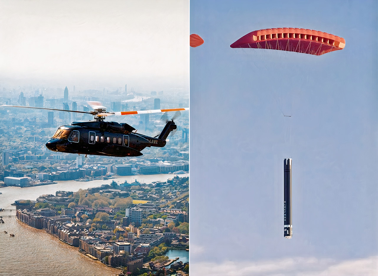 Rocket Lab Electron Rocket Booster Mid-Air Helicopter