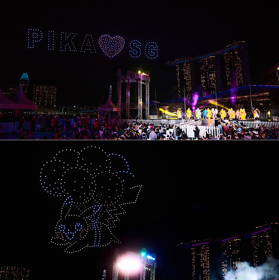 The Pokemon Company Drone Show Singapore Pikachu
