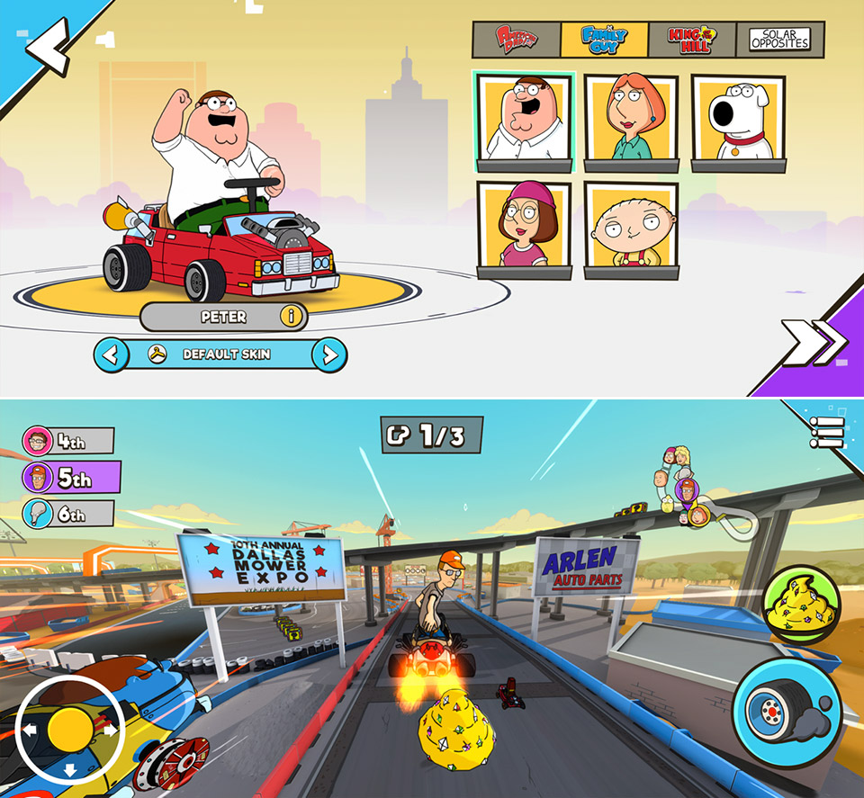 Warped Kart Racers Apple Arcade Family Guy King of the hill